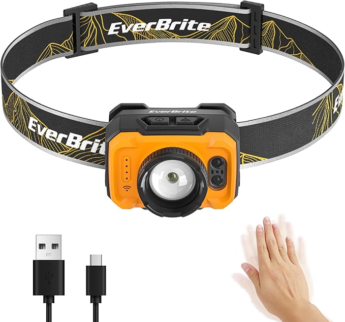 EverBrite 600 Lumen Headlamp, Rechargeable Headlight by EverBrite