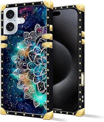 Compatible with iPhone 16 Plus Case, Starry Sky Colourful Mandala Luxury Golden - Image 3
