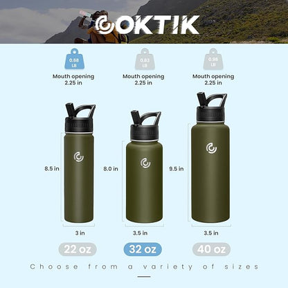 COKTIK 32oz Sports Water Bottle, Stainless Steel Water Bottle - Image 2