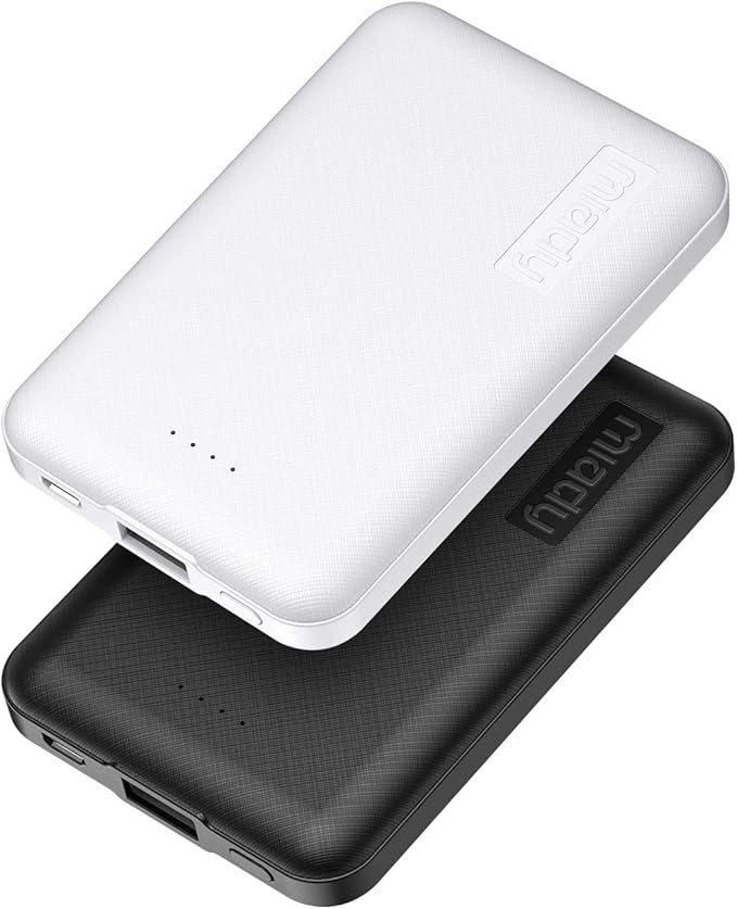 Miady 2-Pack 5000mAh Mini Portable Charger, 5V 2.4A USB-C Output Fast Charging by Miady