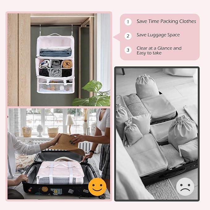 Surblue Hanging Shelves Travel Storage Bag Compression Packing Cube - Image 4