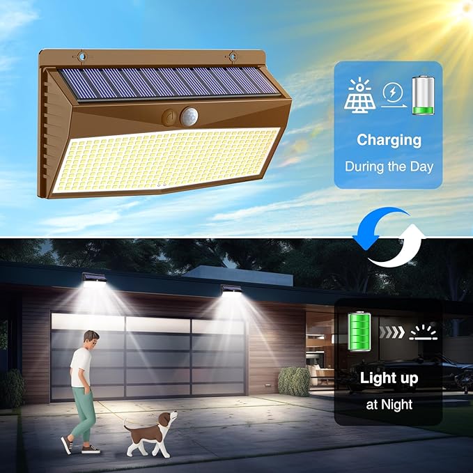 368 LED Solar Lights Outdoor Motion Sensor, Solar Fence Light - Image 4