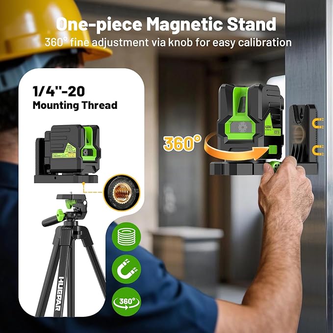 Huepar Laser Level with 60in Tripod, 1/13 High Accuracy Self Leveling Green - Image 5