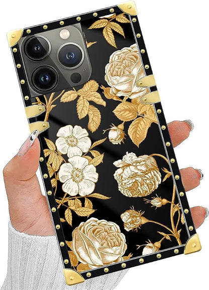 Compatible with iPhone 14 Pro Max Case, Blooming Rose Golden Flower Luxury - Image 5