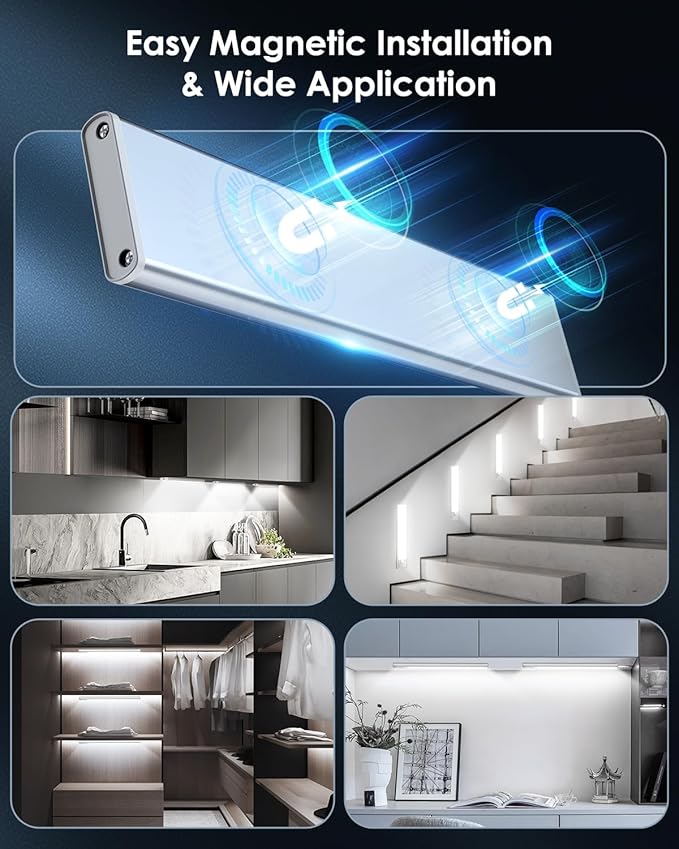 VerRon 10in Under Cabinet Lighting, Upgraded 2200mAh Rechargeable Under Cabinet - Image 4