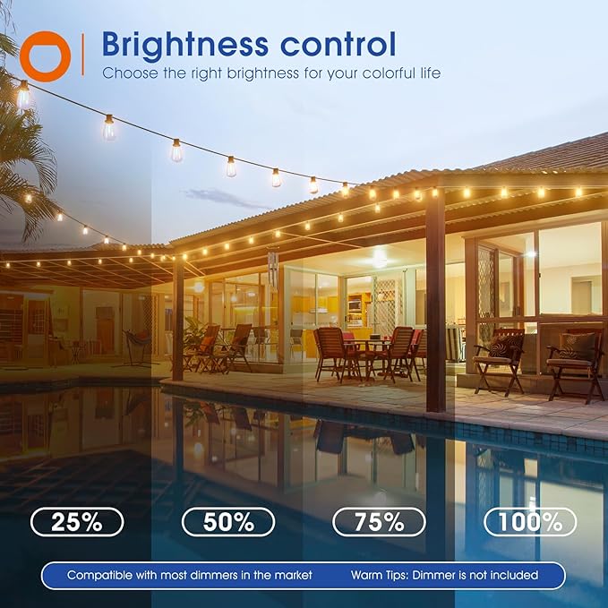 addlon 25FT LED Outdoor String Lights Waterproof Patio Lights - Image 5