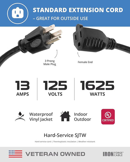 IRON FORGE CABLE 2 Pack of 6 Ft Outdoor Extension Cords - Image 3