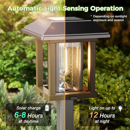 XMCOSY+ 4-Pack Solar Pathway Lights Outdoor, 25 Lumens Vintage Edison LED - Image 3