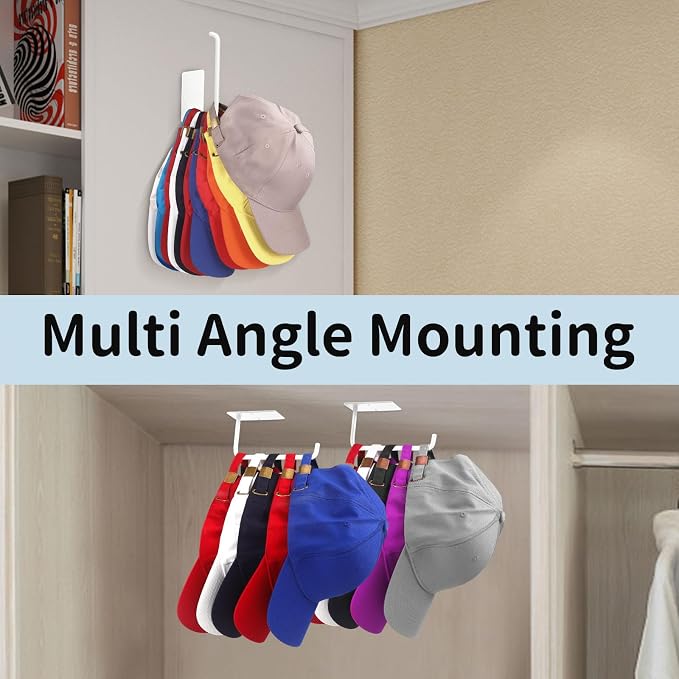 Hat Racks for Baseball Caps 4 Pack, Stainless Steel Adhesive Hat Hanger Hooks - Image 2