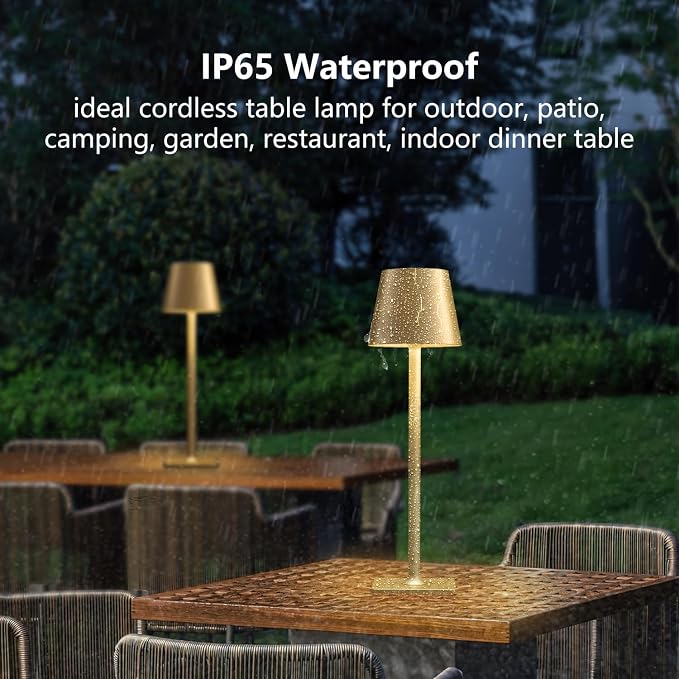 4 Pack Gold Cordless Table Lamps - Image 6