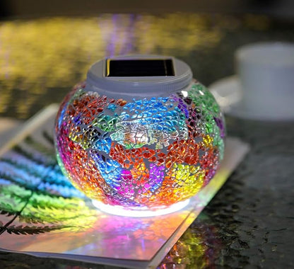 WSgift Color Changing Solar Powered Glass Mosaic Ball Led Garden Lights - Image 4