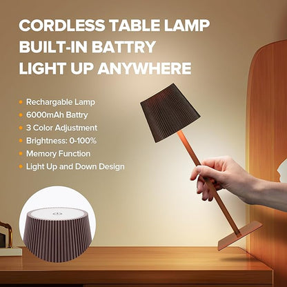 LUTEC 4 Pack Cordless Table Lamp, 6000mAh Rechargeable Battery Operated Desk - Image 3