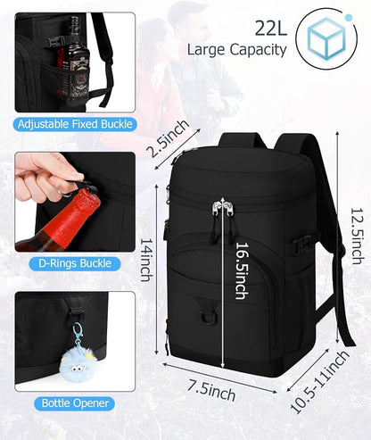 Cooler Backpack, 22L Waterproof Soft Backpack Coolers Leak Proof Beach Backpack - Image 2