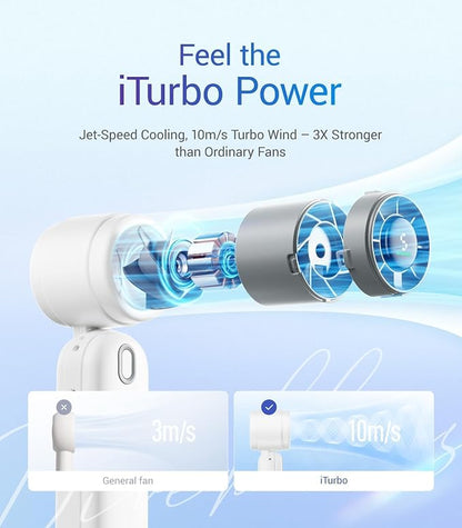 Diveblues Handheld Fan, 30ft/s Mini Portable Turbo Fan, 4000mAh Personal Fan - Image 2