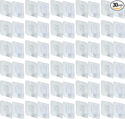 IFAMIO 30 Pack Double Sided Adhesive Wall Hooks Self-Adhesive Nail Free No by IFAMIO