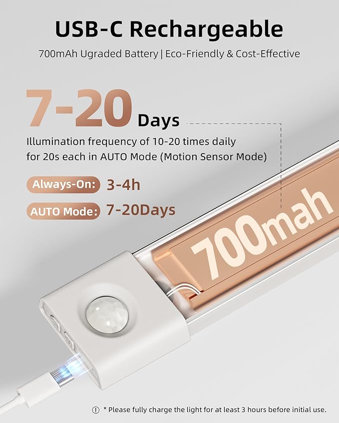 EZVALO 7.8" Rechargeable Motion Sensor Light Indoor, Wireless Closet Lights - Image 4