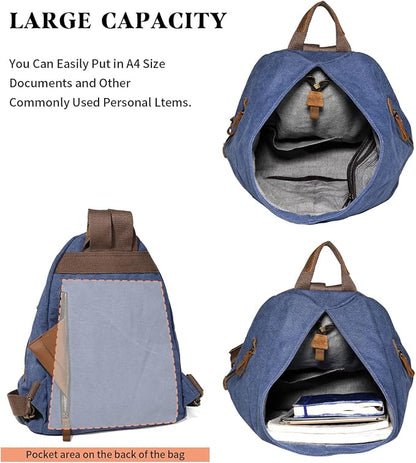 KL928 Canvas Vintage Backpack – Large Casual Daypack Outdoor Travel Rucksack - Image 4