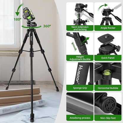 Huepar Laser Level 360° with Tall Tripod, Self Leveling Rechargeable Lazer - Image 5