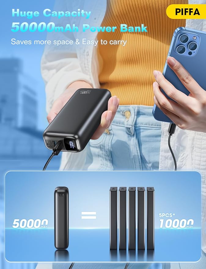 PIFFA Portable Charger Power Bank - 50000mAh Battery Pack - Image 3