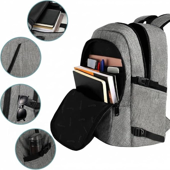 Mancro 17.3 Inch Business Laptop Backpack Large Travel Backpack Lightweight - Image 4