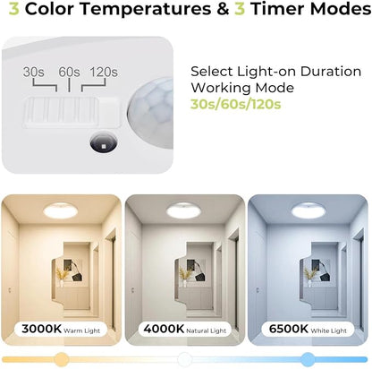 hepside 2 Pack Motion Sensor Ceiling Light Wired, 3000K/4000K/6500K LED Flush - Image 2
