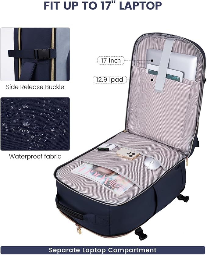 LOVEVOOK 40L Travel Backpack for Women & Men, Airline Approved Carry On Luggage - Image 9