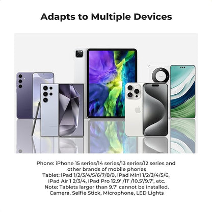 K&F CONCEPT Tablet & Cellphone Tripod Mount Adapter Holder, Adjustable Clamp - Image 6