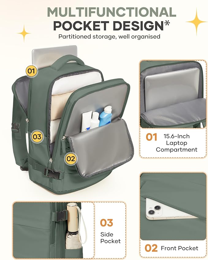 coofay Large Travel Backpack For Women Men Airline Approved Carry On Backpack - Image 5