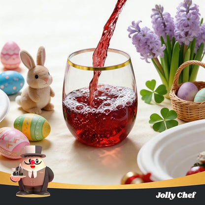 JOLLY CHEF 32 Pack 12oz Gold Plastic Wine Glasses Stemless, Disposable Wine - Image 8