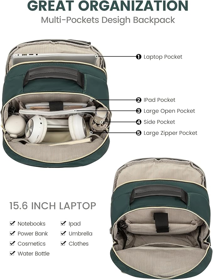 LOVEVOOK Laptop Backpack Purse for Women, Work Business Travel Computer Bags - Image 3