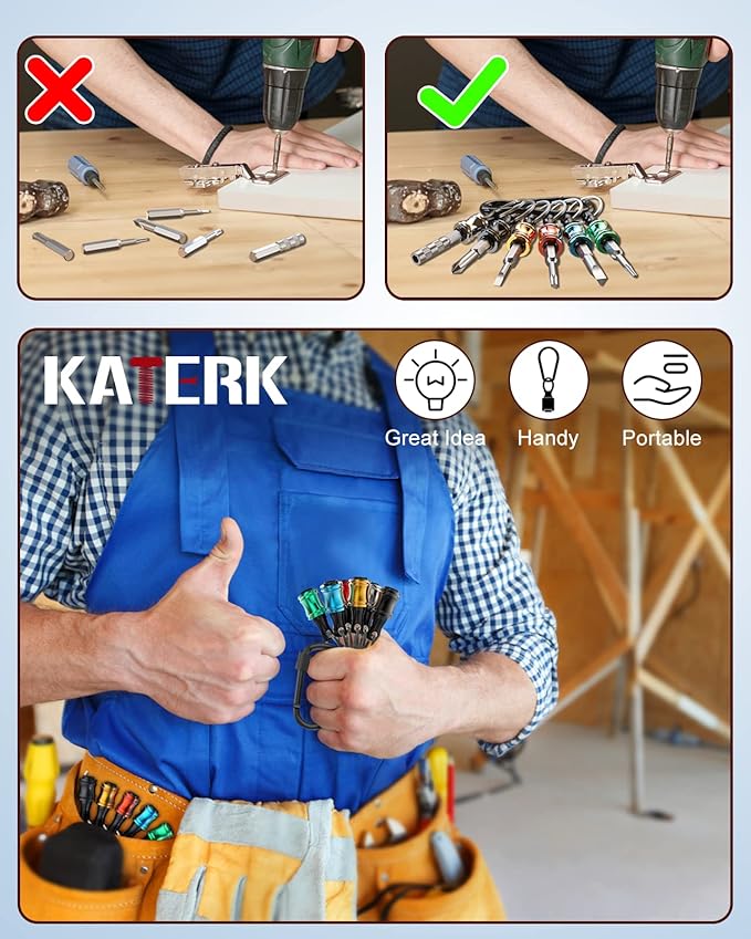 katerk 6pcs 1/4 inch Hex Shank Aluminum Alloy Screwdriver Bits Holder 8 Sets - Image 4