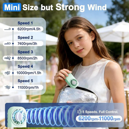 WHATOOK Handheld Mini Fan Small Personal Portable Speed USB Rechargeable - Image 5