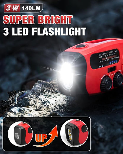 Emgykit 086S Hand Crank Emergency Radio - 2000mAh/7400mWh AM/FM/NOAA Solar Hand - Image 2