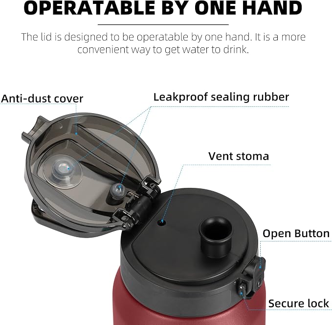 Fanhaw 24 oz Insulated Stainless Steel Water Bottle - Image 2