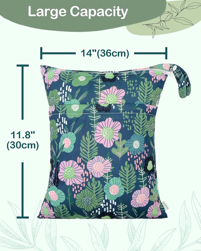 babygoal Floral Wet Dry Bags 3 Pack, Waterproof Travel Bags - Image 4