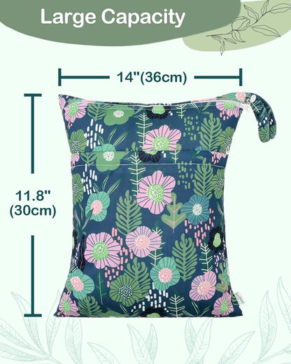 babygoal Floral Wet Dry Bags 3 Pack, Waterproof Travel Bags - Image 4