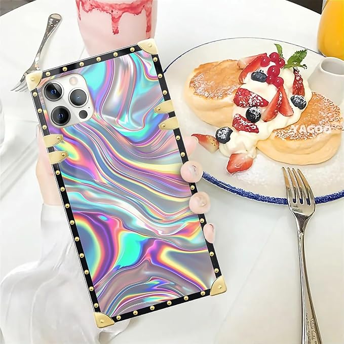 Compatible with iPhone 12 Case, Holographic Abstract Iridescent Textures Luxury - Image 5