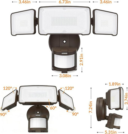 LEPOWER LED Security Light Motion Sensor Light Outdoor, 38W 4200LM Motion - Image 9