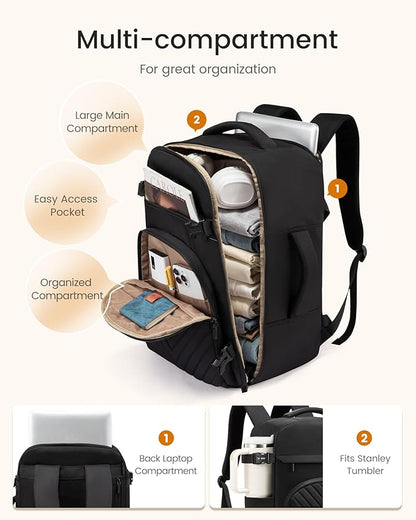 LOVEVOOK 40L Travel Backpack for Women Men, TSA Personal Item Travel Bag Fits - Image 3
