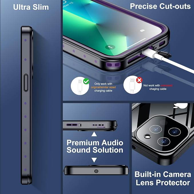 SPIDERCASE for iPhone 13 Pro Case Waterproof, Built-in Lens & Screen Protector - Image 4