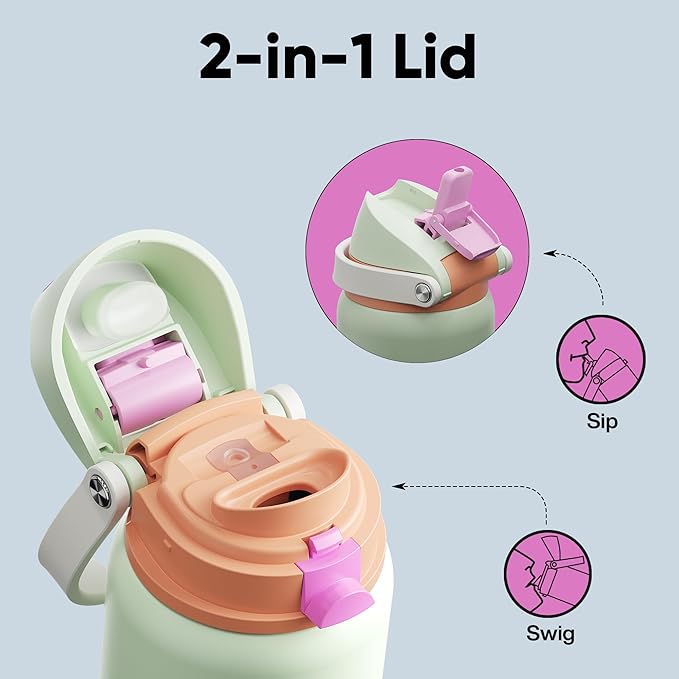 Insulated Water Bottle with Straw - Image 3
