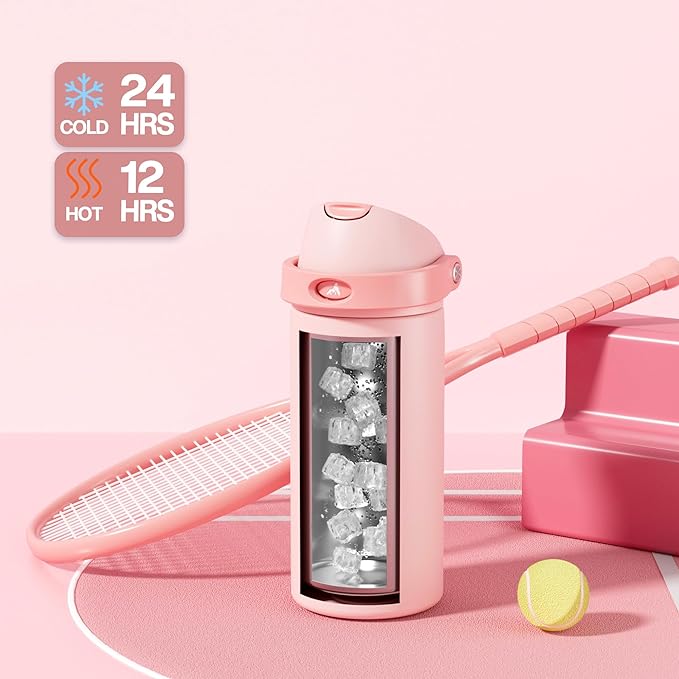 POWCAN 18 oz Insulated Water Bottle: 2-in-1 Push-Button Spout & Quick-Flip Straw - Image 3