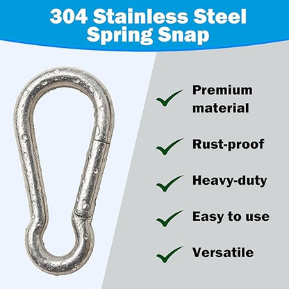 304 Stainless Steel Carabiners -5.5 inch Heavy Duty, Durable & Rust-Free Clips - Image 2