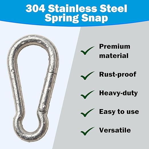304 Stainless Steel Carabiners -7 inch Heavy Duty, Durable & Rust-Free Clips - Image 2