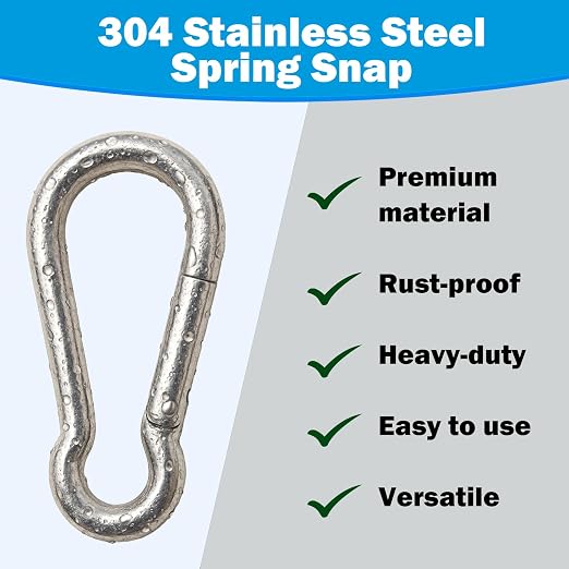 304 Stainless Steel Carabiners -3.15 inch Heavy Duty, Durable & Rust-Free Clips - Image 2