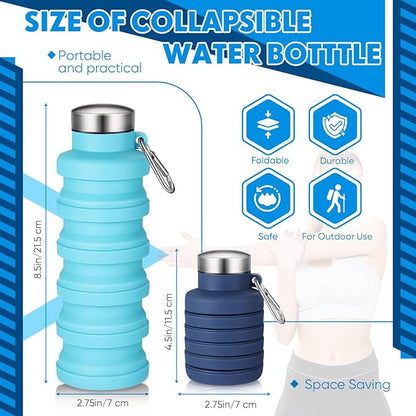 Baderke 2 Pcs Collapsible Water Bottles 17oz Silicone Travel Foldable Portable - Image 2