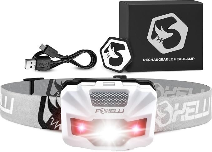 Foxelli USB‑C Rechargeable LED Headlamp – Ultra‑Light 2.4 oz & by FOXELLI