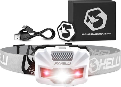 Foxelli USB‑C Rechargeable LED Headlamp – Ultra‑Light 2.4 oz & by FOXELLI