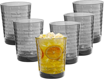 BPA-Free Plastic Tumblers 6 Pack | Reusable Dishwasher Safe | Stackable by AKMQYM