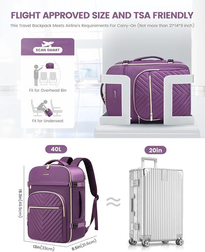 LOVEVOOK Large Travel Backpack for Women, TSA Carry on Backpack for Airplanes - Image 2